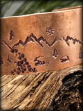 Mom & ONE Cub Daylight Mountain Scene Copper Bracelet