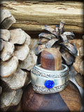 Sapphire Blue Rhinestone Spoon Ring Size 10