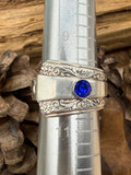 Sapphire Blue Rhinestone Spoon Ring Size 10