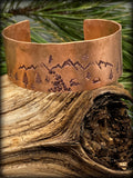Mom & ONE Cub Daylight Mountain Scene Copper Bracelet