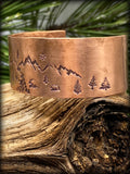 Mom & ONE Cub Daylight Mountain Scene Copper Bracelet