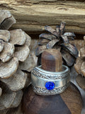 Sapphire Blue Rhinestone Spoon Ring Size 10