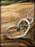 Green Crystal Heart Spoon Necklace