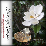 Magnolia Sterling Silver Salt Spoon Ring with a Garnet Gemstone