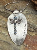 Dragonfly “Grateful” Vintage Spoon Necklace