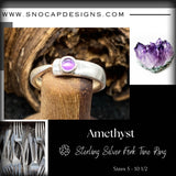 Amethyst Sterling Silver Fork Tine Ring