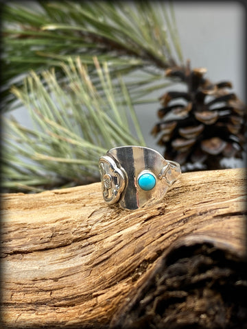Hibiscus Sterling Salt Ring with Sleeping Beauty Turquoise Gemstone
