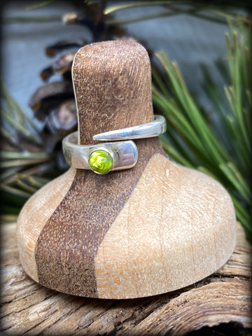 Bullet Peridot Sterling Silver Fork Tine Ring