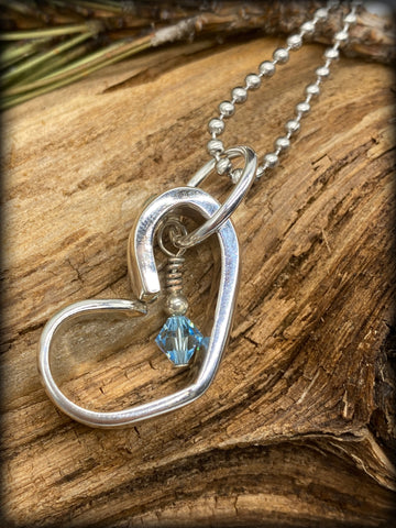 Light Blue Swarovski Crystal Spoon Necklace
