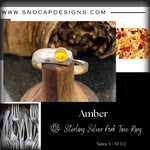 Amber Sterling Silver Fork Tine Ring