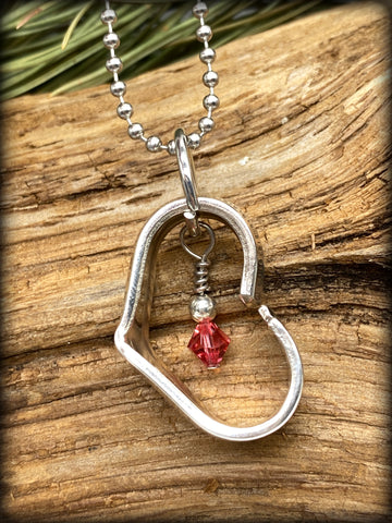 Red Swarovski Crystal Heart Spoon Necklace