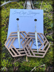 Fork Tine & Wood Hexagon Earrings