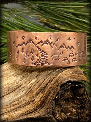 Copper Mountain Scene Bracelet with Mama & THREE Cubs