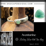 Aventurine Sterling Silver Fork Tine Ring