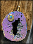 Purple Druzy Stone Federal 45 Auto Necklace