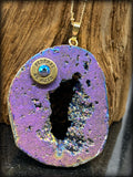 Purple Druzy Stone Federal 45 Auto Necklace