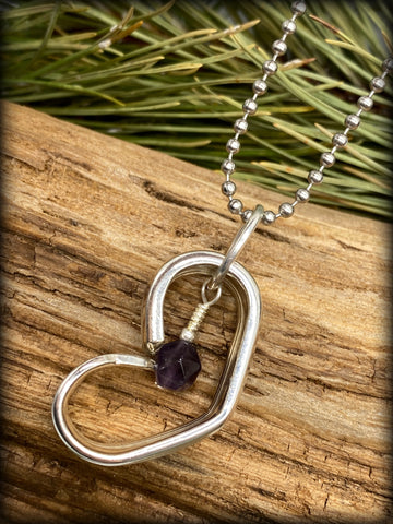 Amethyst Vintage Heart Spoon Necklace