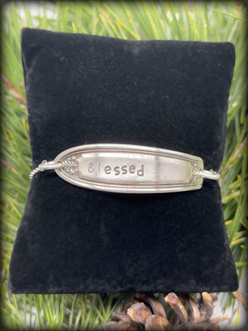 “Blessed” Stamped Vintage Spoon Slider Bracelet