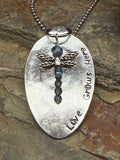 Dragonfly “love grows here” Spoon Necklace