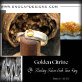 Golden Citrine Sterling Silver Fork Tine Ring