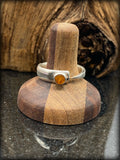 Amber Sterling Silver Fork Tine Ring