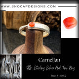 Carnelian Sterling Silver Fork Tine Ring