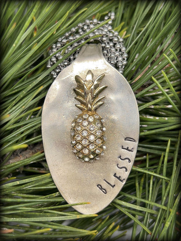 “Blessed” Pineapple Spoon Head Necklace