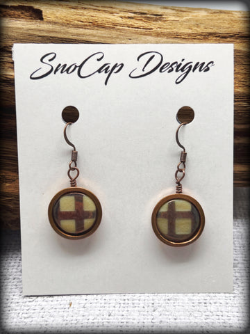 Square Beads Copper Penny Earrings