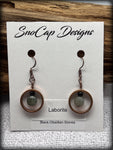 Laborite and Obsidian Copper Penny Earrings