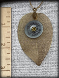 Gold Leaf 12 Gauge Shotgun Shell Necklace