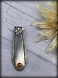 Orange Rhinestone Vintage Silver-Plated Spoon Handle Necklace