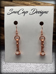 Rose Quartz Copper Horseshoe Nail Earrings